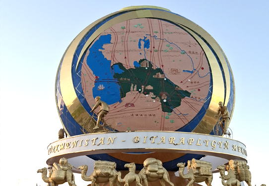 Modern architectural landmark in Ashgabat, Turkmenistan, featured in our guided city sightseeing tours.