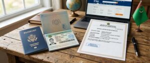 Official Letter of Invitation (LOI) document and an approved tourist visa stamped inside an international travel passport
