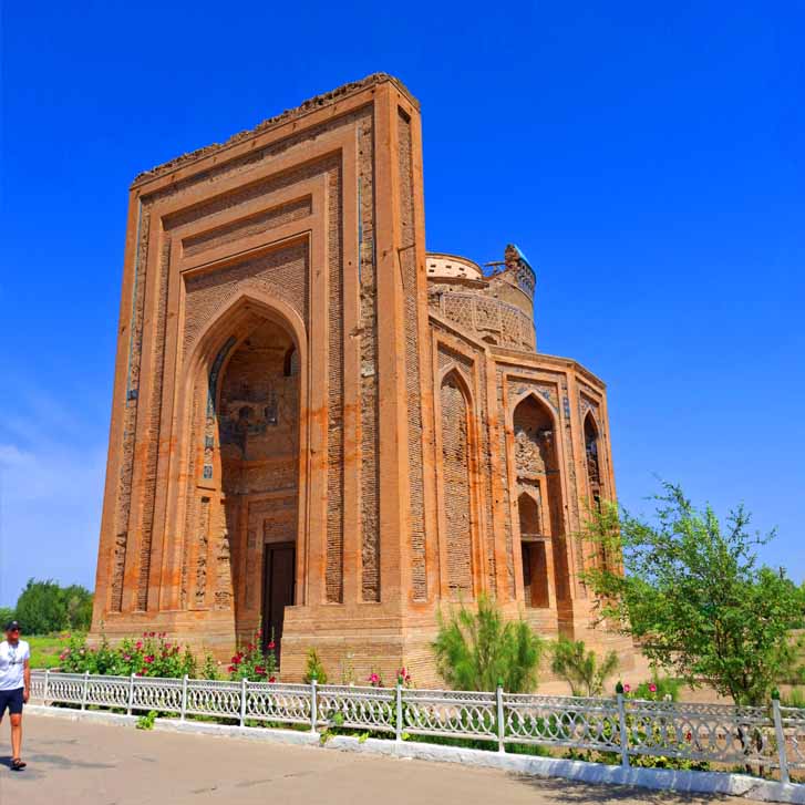 The ancient Tyurabek Khanum mausoleum in Konye-Urgench historical site Turkmenistan